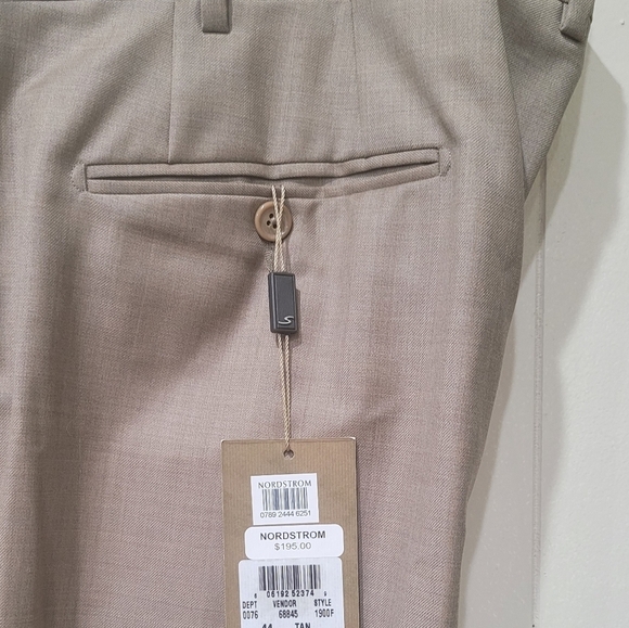 Santorelli Romeo Luxury Serge Tan Flat Front Trouser 44x38 Made In Italy Raw Hem - Picture 10 of 14